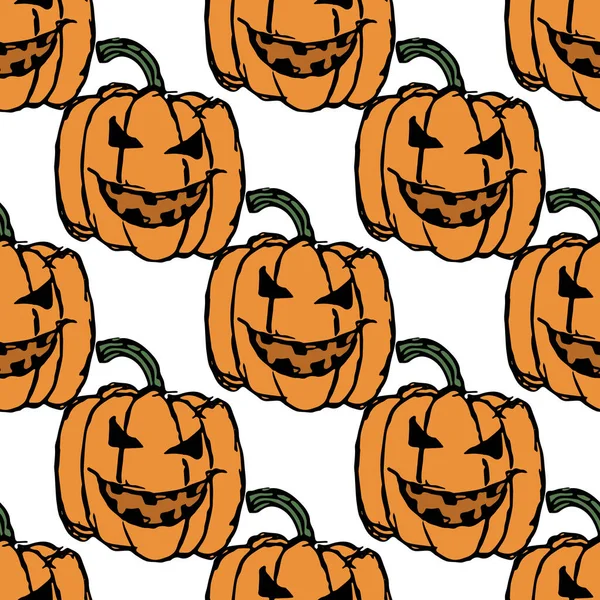 Seamless Halloween Pumpkin Pattern Halloween Background Scary Pumpkin — Stockvektor