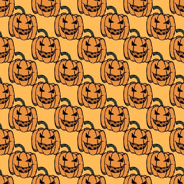 Seamless Halloween Pumpkin Pattern Halloween Background Scary Pumpkin — 图库矢量图片