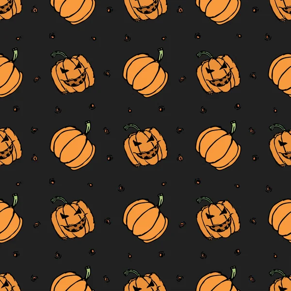 Seamless Halloween Pumpkin Pattern Halloween Background Scary Pumpkin — Vector de stock
