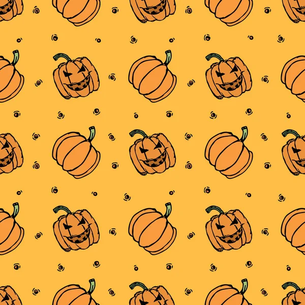 Seamless Halloween Pumpkin Pattern Halloween Background Scary Pumpkin — Image vectorielle