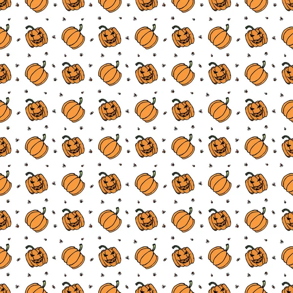 Seamles Halloween Pumpkin Pattern Halloween Background Scary Pumpkin — Image vectorielle