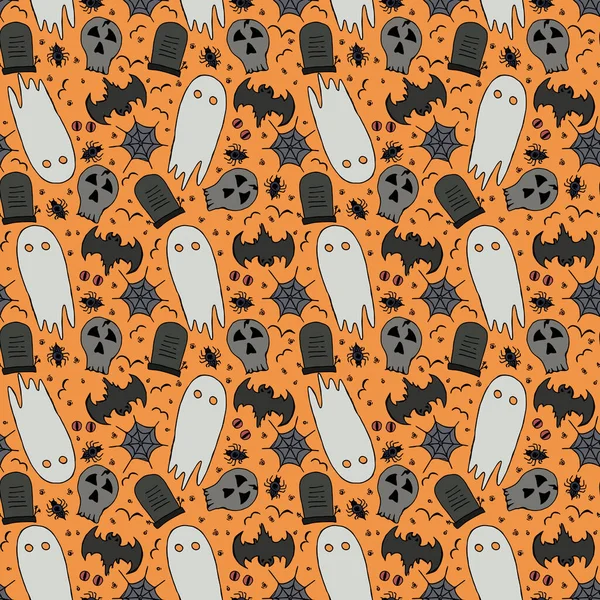 Seamless Halloween Pattern Doodle Halloween Background — Stockový vektor