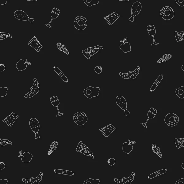 Seamless Food Pattern Doodle Food Background Food Illustration — Stockvektor