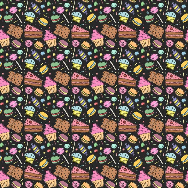 Seamless Candy Pattern Sweets Candy Background Doodle Vector Illustration Sweets — 图库矢量图片