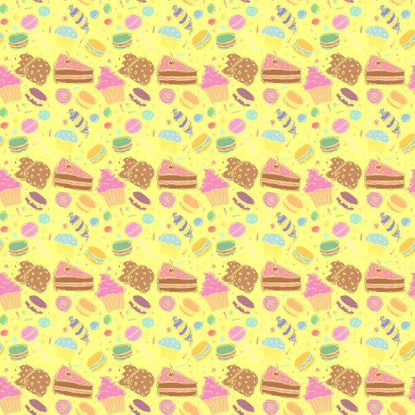 Seamless Candy Pattern Sweets Candy Background Doodle Vector Illustration Sweets — Wektor stockowy