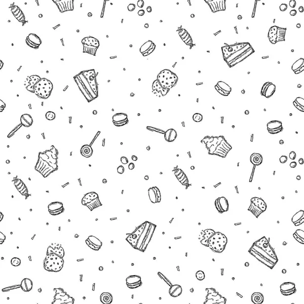 Seamless Candy Pattern Sweets Candy Background Doodle Vector Illustration Sweets — Stockový vektor