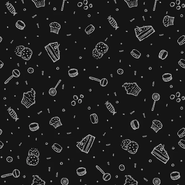 Seamless Candy Pattern Sweets Candy Background Doodle Vector Illustration Sweets — Vetor de Stock