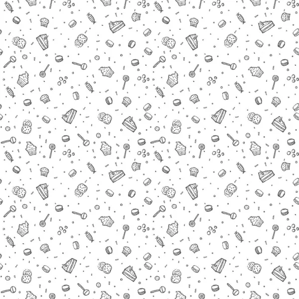 Seamless Candy Pattern Sweets Candy Background Doodle Vector Illustration Sweets — Vector de stock