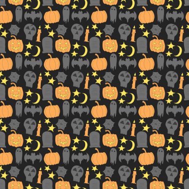 Seamless halloween pattern. Doodle vector halloween background