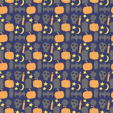 Seamless halloween pattern. Doodle vector halloween background