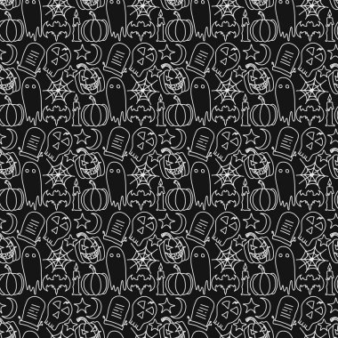 Seamless halloween pattern. Doodle vector halloween background