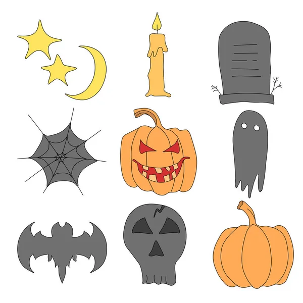 Vector Halloween Icons Doodle Halloween Vector Background — Stockvektor
