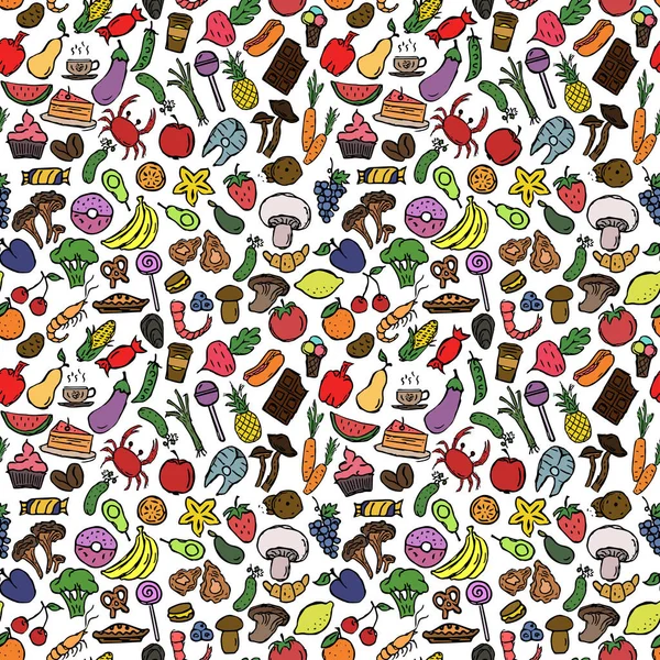 Seamless food pattern. Doodle food background. Food illustration
