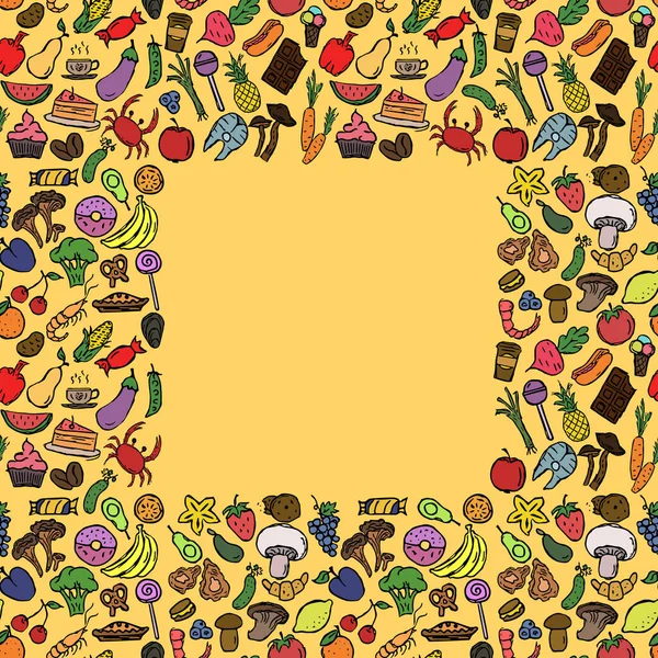 Vector Food Background Place Text Doodle Food Illustration — Stockový vektor