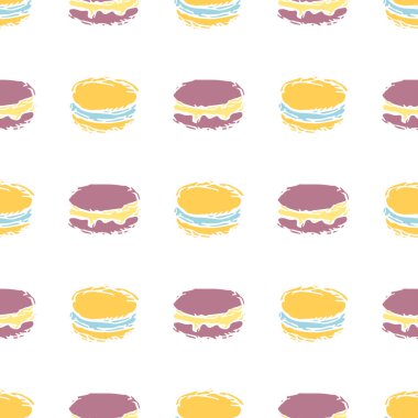 Seamless cake pattern. Sweets and candy background. Doodle vector illustration with sweets and candy icons