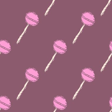 Seamless lolipop pattern. Sweets and candy background. Doodle vector illustration with sweets and candy icons