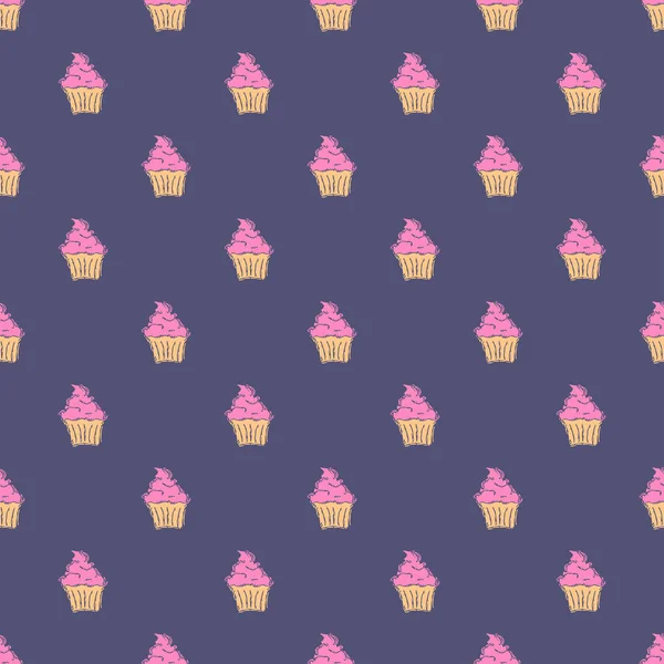 Seamless cake pattern. Sweets and candy background. Doodle vector illustration with sweets and candy icons