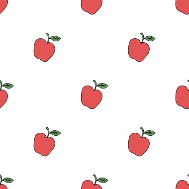 Kusursuz elma deseni. Kırmızı elmalarla renksiz karalama deseni