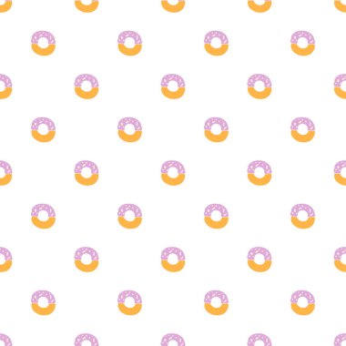 seamless donut pattern. Doodle vector pattern with donut icons. Colored donut background