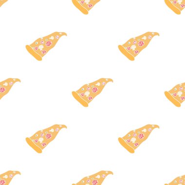 Seamless pizza pattern. colored pizza background. Doodle vector pizza illustration. Fast food vector pattern