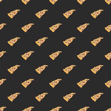 Seamless pizza pattern. colored pizza background. Doodle vector pizza illustration. Fast food vector pattern