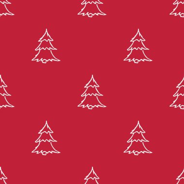 Kusursuz noel ağacı deseni. Noel ağacı süsü. Noel ağacıyla karalama çizimi