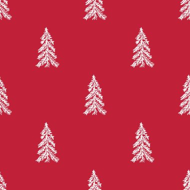 Kusursuz noel ağacı deseni. Noel ağacı süsü. Noel ağacıyla karalama çizimi