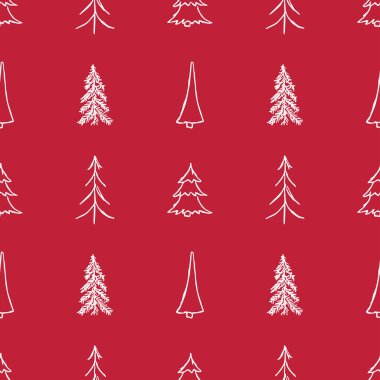 Kusursuz noel ağacı deseni. Noel ağacı süsü. Noel ağacıyla karalama çizimi
