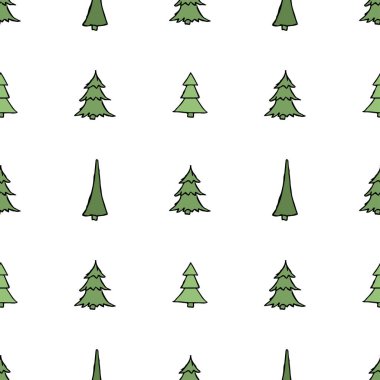 Kusursuz noel ağacı deseni. Noel ağacı süsü. Noel ağacıyla karalama çizimi