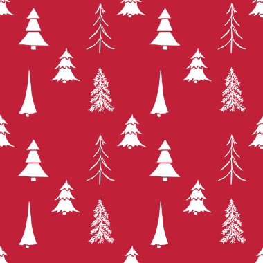 Kusursuz noel ağacı deseni. Noel ağacı süsü. Noel ağacıyla karalama çizimi