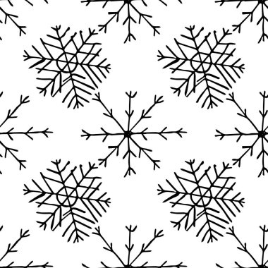 Kusursuz kar taneleri deseni. Kar taneleri arka planda. Kar taneleriyle karalama çizimi