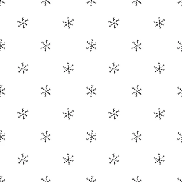 Sömlösa Snöflingor Mönster Snöflingor Bakgrund Doodle Illustration Med Snöflingor — Stock vektor