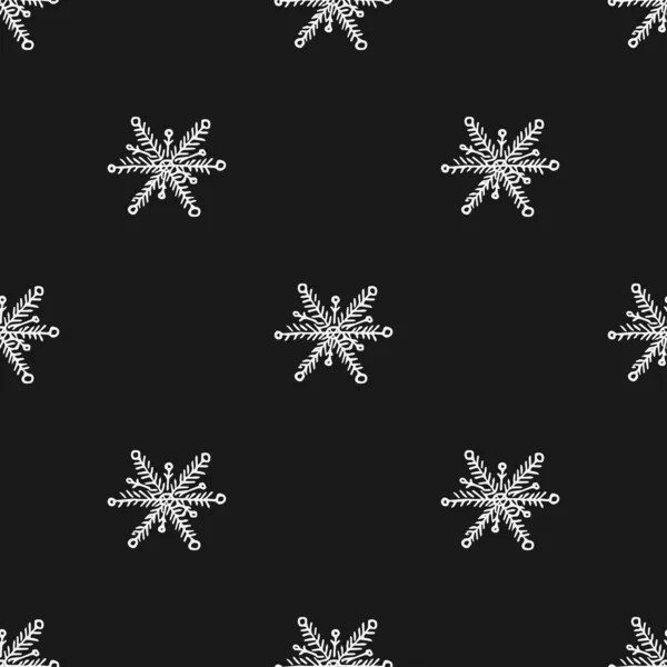 无缝化的雪花图案 雪花的背景 用雪花作画的涂鸦 — 图库矢量图片