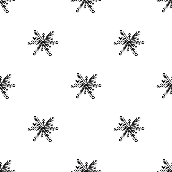 Nahtloses Schneeflocken Muster Schneeflocken Hintergrund Gekritzelte Illustration Mit Schneeflocken — Stockvektor
