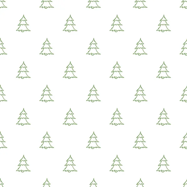 Seamless Christmas Tree Pattern Christmas Tree Ornament Doodle Illustration Christmas — Stock Vector