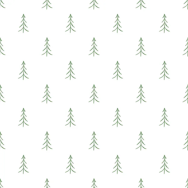 Bezešvé Vánoční Stromeček Vzor Vánoční Ozdoba Stromečku Doodle Ilustrace Vánoční — Stockový vektor