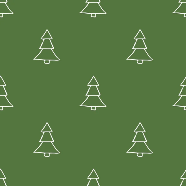 Sömlös Julgransmönster Julgransprydnad Doodle Illustration Med Julgran — Stock vektor