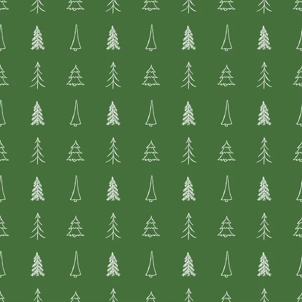 シームレスなクリスマスツリーパターン クリスマスツリーの飾り クリスマスツリーと落書きイラスト — ストックベクタ