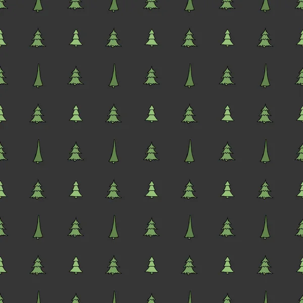 Seamless Christmas Tree Pattern Christmas Tree Ornament Doodle Illustration Christmas — Stock Vector