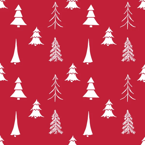 Padrão Árvore Natal Sem Costura Ornamento Árvore Natal Doodle Ilustração —  Vetores de Stock