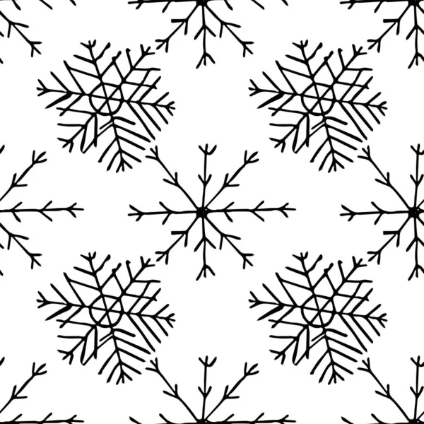 无缝化的雪花图案 雪花的背景 用雪花作画的涂鸦 — 图库矢量图片