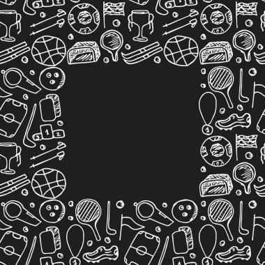 Metin için yeri olan kusursuz vektör spor simgeleri. Spor simgeleriyle karalama vektörü. spor arkaplanı