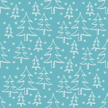 Kusursuz noel ağacı deseni. Noel ağacı süsü. Noel ağacıyla karalama çizimi