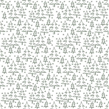 Kusursuz noel ağacı deseni. Noel ağacı süsü. Noel ağacıyla karalama çizimi