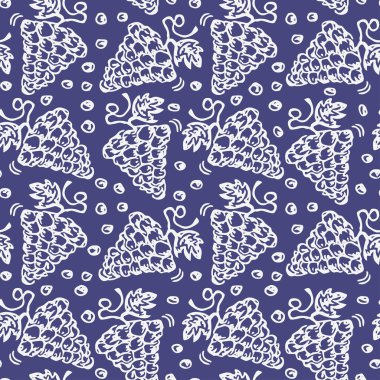 Kusursuz üzüm deseni. Üzüm ikonlu Doodle vektörü. Vintage üzüm deseni