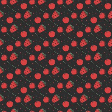 Kusursuz meyve deseni. Meyve ikonlarıyla arkaplanı karala. Meyve arkaplanı