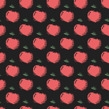 Kusursuz elma deseni. Kırmızı elmalarla renksiz karalama deseni