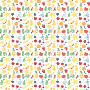 Kusursuz meyve deseni. Meyve ikonlarıyla arkaplanı karala. Meyve arkaplanı