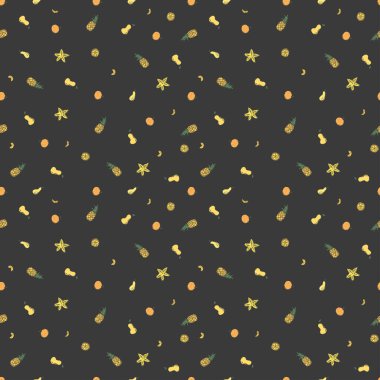 Kusursuz meyve deseni. Meyve ikonlarıyla arkaplanı karala. Meyve arkaplanı