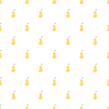 Seamless pattern with yellow pear icons. Colored pear background. Doodle vector illustration with fruits